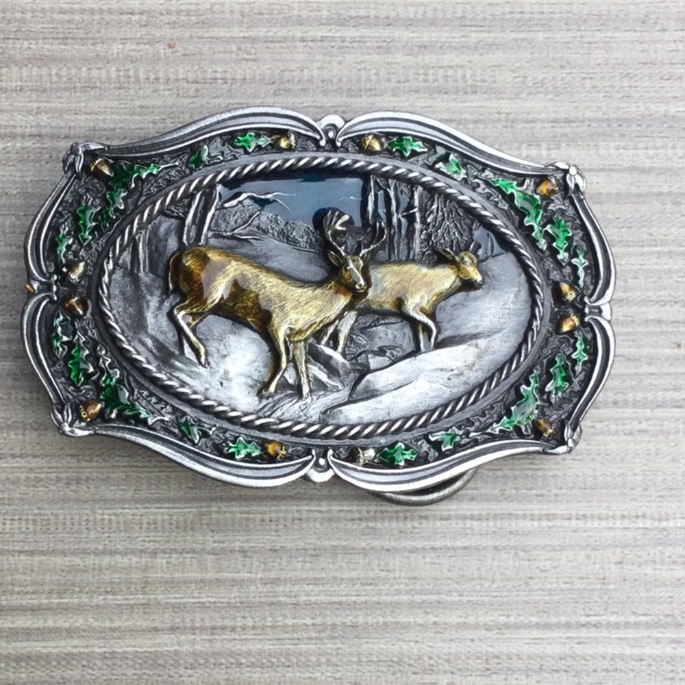 BERGAMOT BRASS WORKS DEER NATURE BELT BUCKLE MADE IN U.S.A.